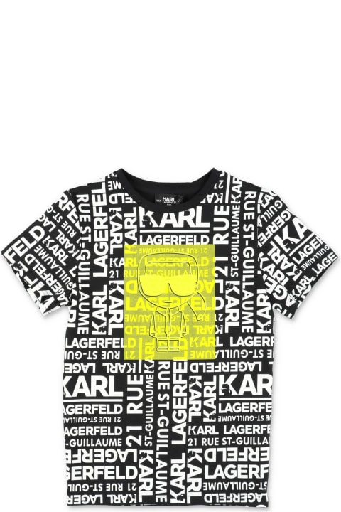 Karl Lagerfeld T-shirt Nera In Jersey Di Cotone