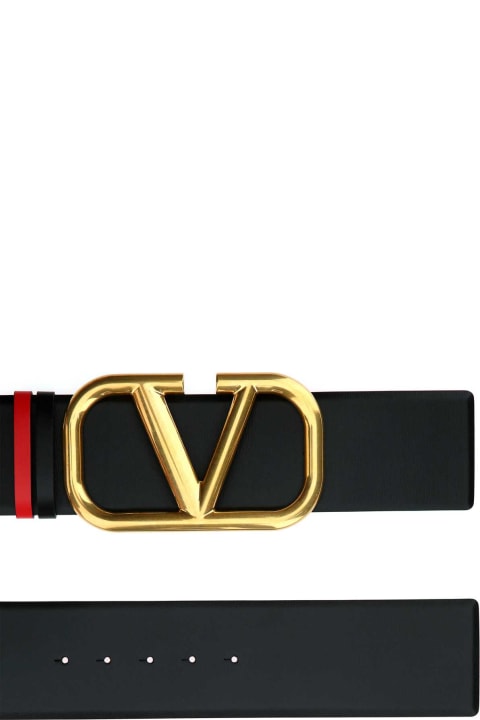 Valentino Garavani Accessories for Women Valentino Garavani Black Leather Vlogo Signature Reversible Belt