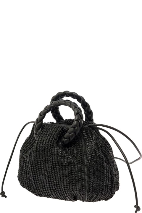 Hereu for Women Hereu 'woven Bombon' Black Handbag With Braided Handles In Woven Leather Woman