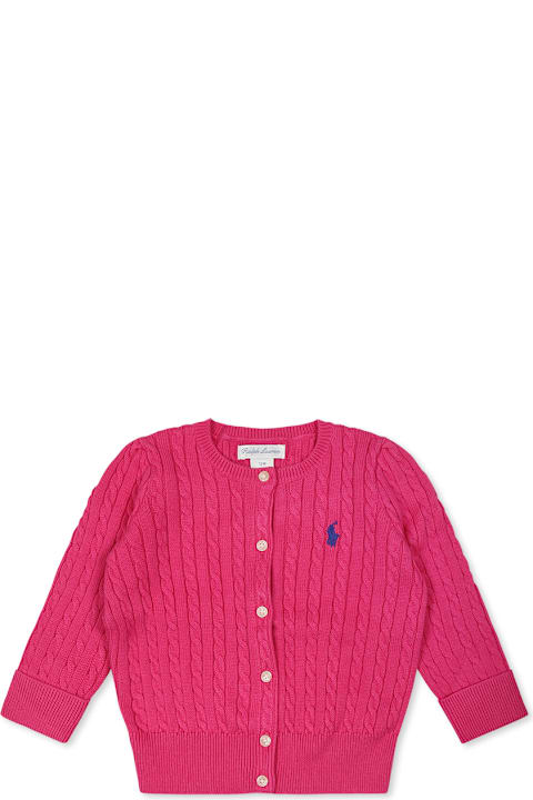 Homeware Ralph Lauren Fuchsia Cardigan For Baby Girl With Horse