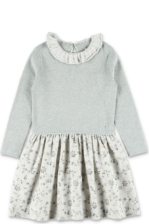 Homeware Bonpoint Bonpoint Jourielle Girl's Floral Dress In Organic Cotton And Wool
