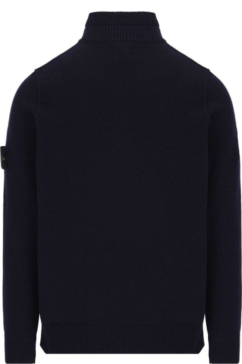 Button-up Turtleneck Ribbed Sweater