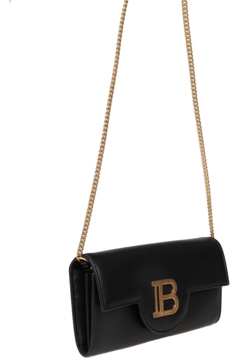 Bags for Women Balmain Balmain Buzz Wallet Bag In Black Leather