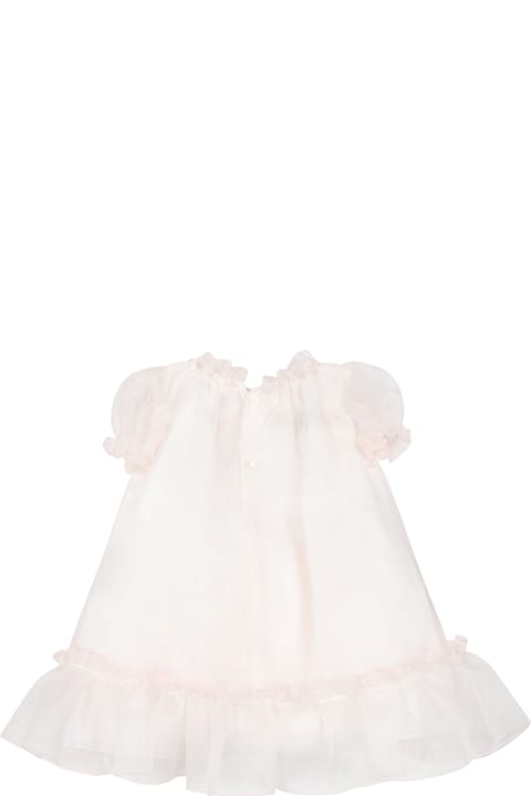 La stupenderia for Kids La stupenderia Pink Dress For Baby Girl With Flowers Embroidered