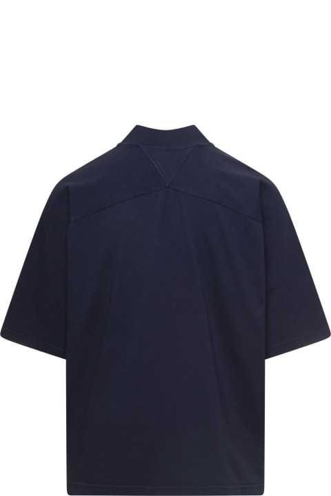 Blue Crewneck T-shirt With Embroidery In Heavy Cotton Man Bottega Veneta
