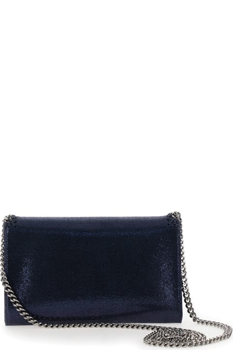 ウィメンズ バッグ Stella McCartney 'mini Falabella' Blue Crossbody Bag With Logo Charm In Eco Leather Woman