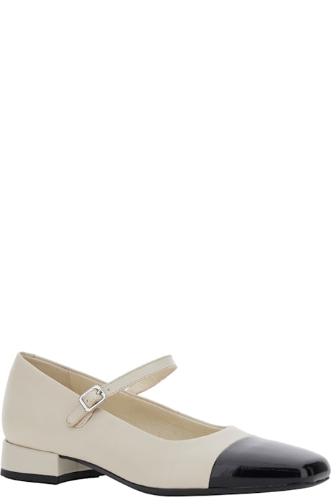 Vagabond Shoes for Women Vagabond 'debby' White And Black Slingback Pump With Adjustable Strap In Leather Woman