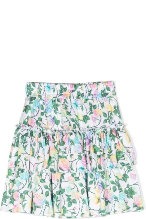 Chiara Ferragni Bottoms for Girls Chiara Ferragni Multicolor Flounced Mini Skirt With Floreal Print In Viscose Girl
