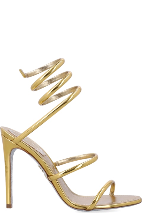 René Caovilla Cleo Sandals In Metallic Gold