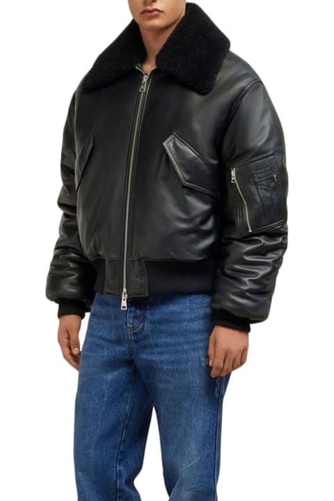 Ami Alexandre Mattiussi Coats & Jackets for Men Ami Alexandre Mattiussi Leather Bomber Jacket