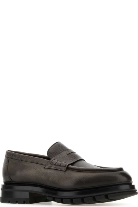 Santoni for Men Santoni Dark Grey Leather Loafers