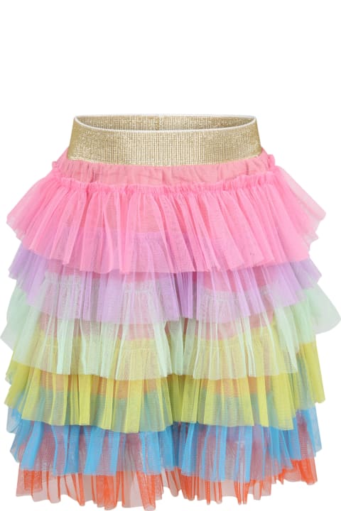 Multicolor Skirt For Girl With Tulle Ruffles