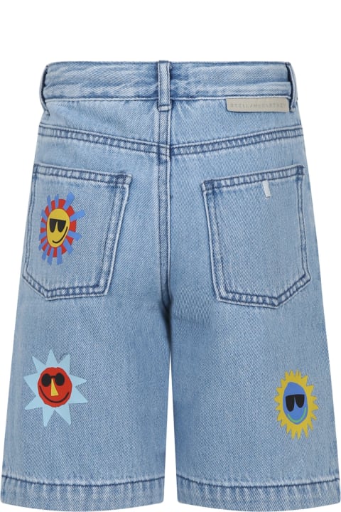 Stella McCartney Kids Stella McCartney Kids Denim Shorts For Boy With Multicolor Sun