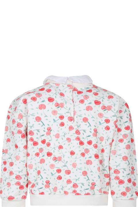 Sweaters & Sweatshirts for Girls Bonpoint Ivory Sweatshirt For Girl With Iconic Cherries