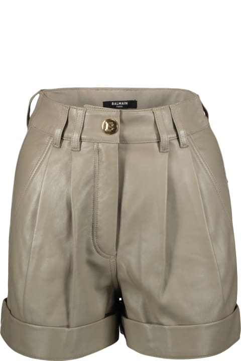 Balmain Pants & Shorts for Women Balmain Leather Shorts