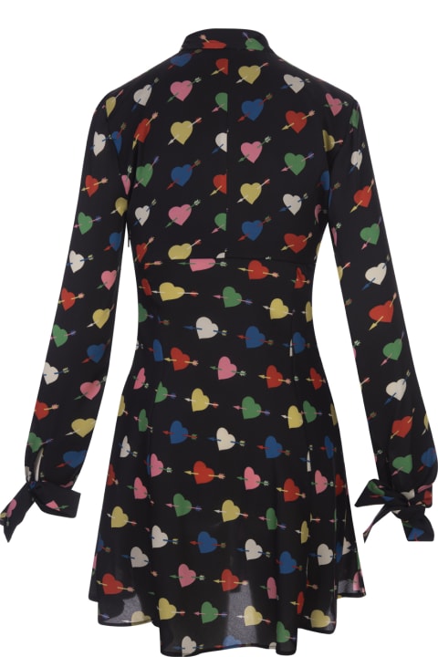 Fashion for Women MSGM Black Mini Dress With 'arrowed Heart Print' Motif