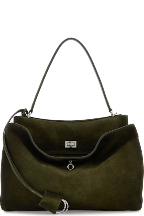 Homeware Balenciaga Olive Green Suede Medium Rodeo Handbag