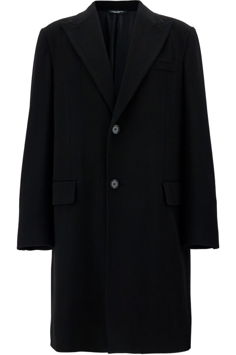 Sale for Men Dolce & Gabbana Black Single-breasted Coat In Wool Man