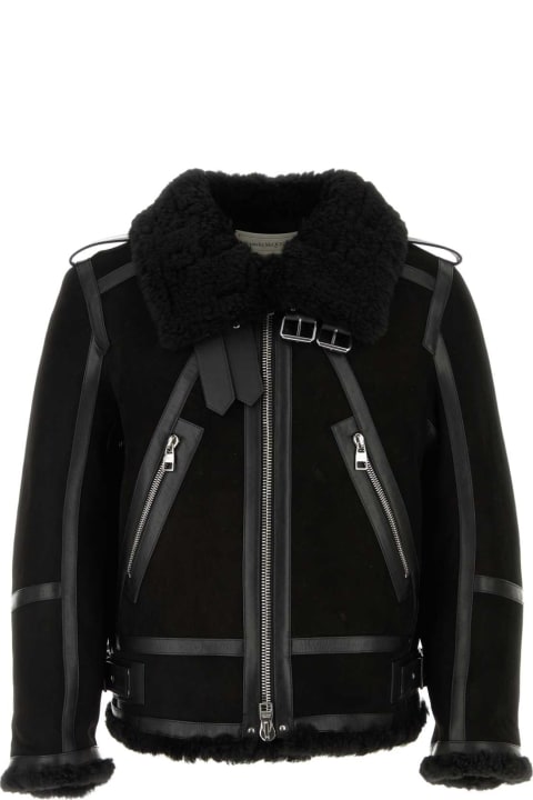 Alexander McQueen Coats & Jackets for Men Alexander McQueen Black Shearling And Nappa Leather Jacket