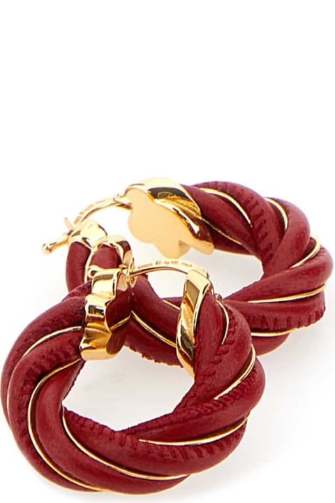 Jewelry for Women Bottega Veneta Tiziano Red Nappa Leather And 925 Silver Twist Earrings
