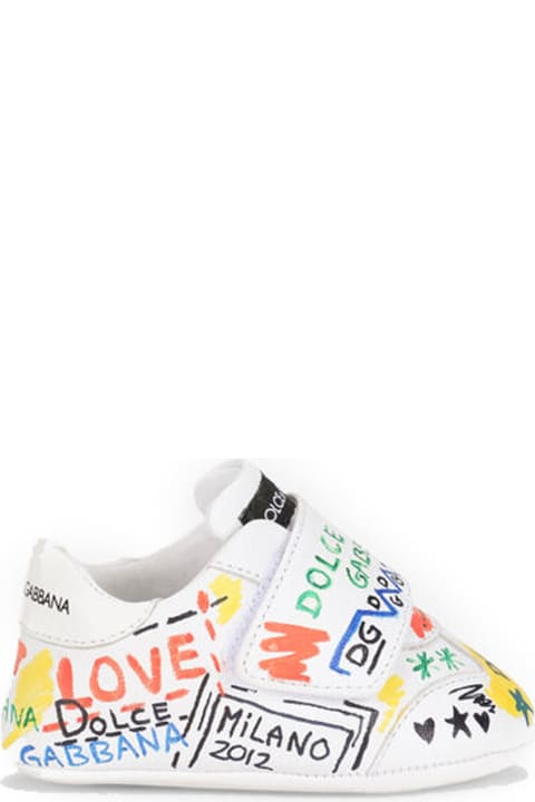 Shoes for Baby Girls Dolce & Gabbana Strap Sneakers With Written Print
