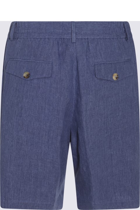 Brunello Cucinelli for Men Brunello Cucinelli Blue Linen Shorts