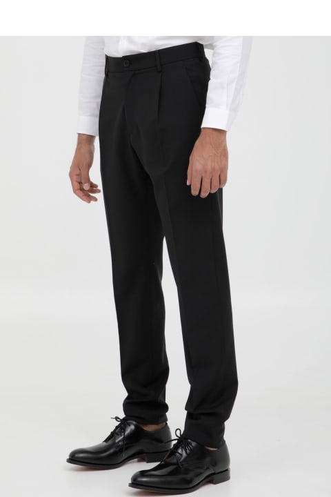 Tonello سراويل لـ القسم الرجالي Tonello Black Wool Trousers