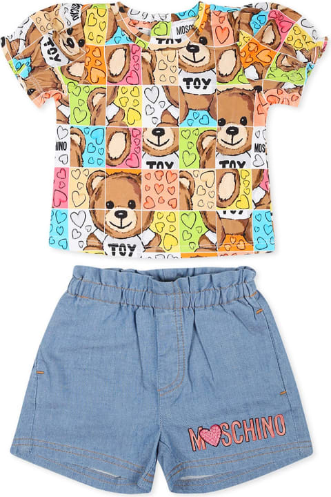 Homeware Moschino Multicolor Suit For Baby Girl With Teddy Bear