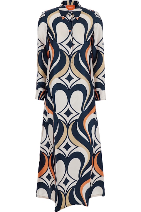 La DoubleJ for Men La DoubleJ Multicolor Long Dress With All-over Geometric Motif In Fabric Woman
