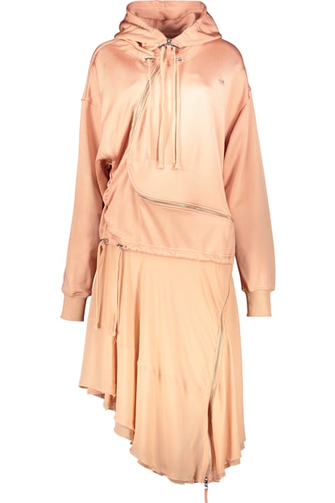Homeware Diesel Asymmetrical Dress In Peach With Hood