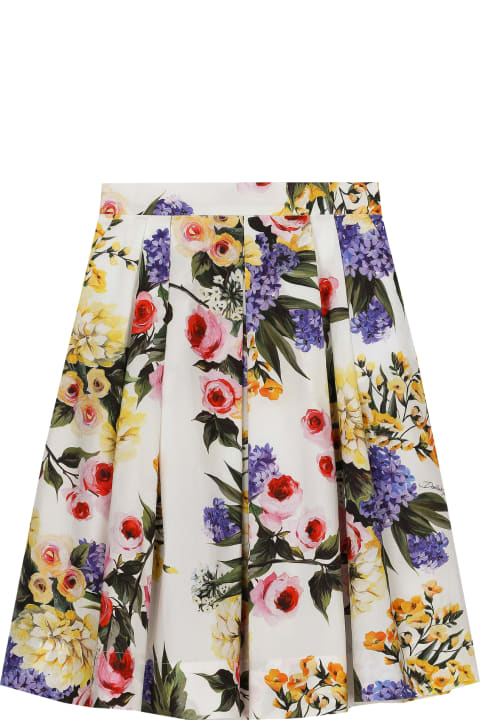 Dolce & Gabbana for Girls Dolce & Gabbana Long Skirt In Garden Print Poplin