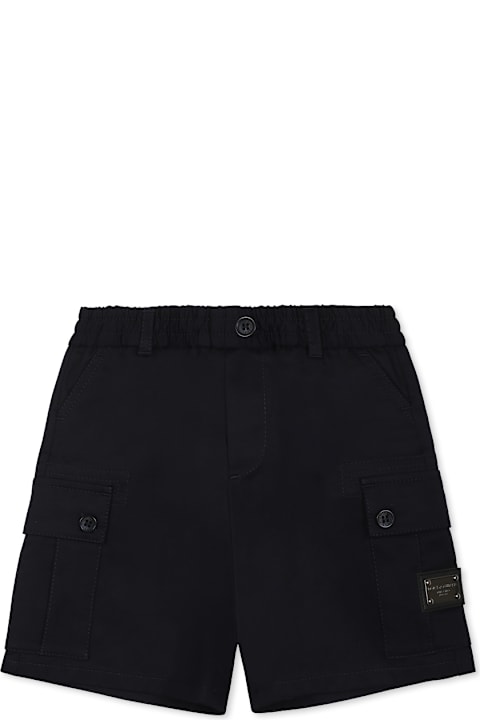 Dolce & Gabbana Bottoms for Baby Girls Dolce & Gabbana Blue Shorts For Baby Boy With Logo