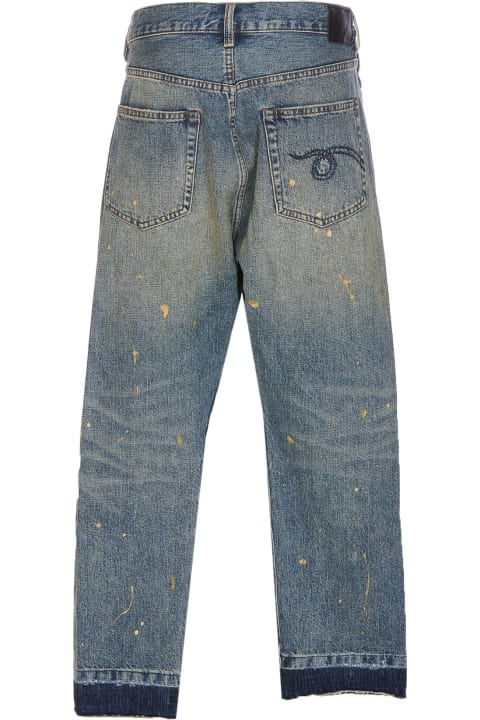 R13 Jeans for Women R13 Gold Splatter Crossover Clinton Blue Jeans