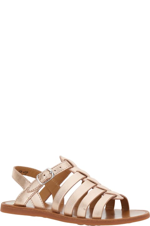 Homeware Pom d
Api 
plagette
 Metallic Sandals With Open Toe And Laminated Band Details In Leather Girl