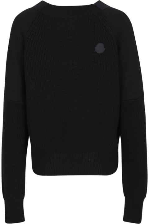 Moncler Clothing for Women Moncler Black V-neck Wool Sweater
