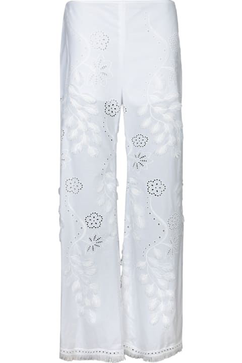 Alberta Ferretti سراويل طويلة وقصيرة لـ السيدات Alberta Ferretti White Sangallo Trousers