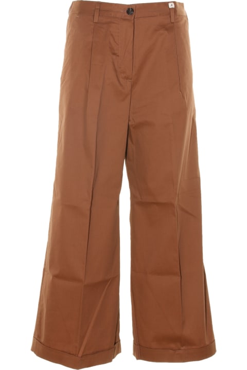 Wide Brown High-waisted Trousers