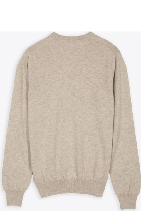 Girocollo, Lista Collo Basso Sand colour cashmere sweater