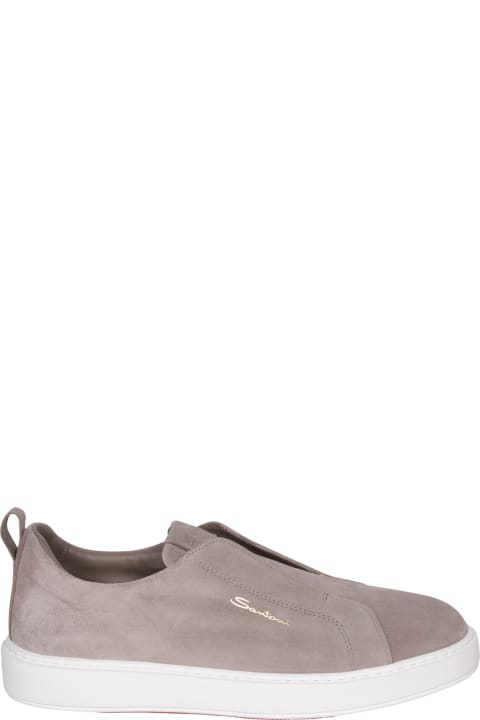 Sneakers for Men Santoni Victor Slip On Suede Sneakers In Grey