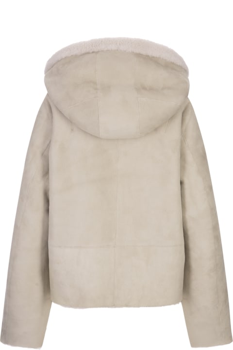 ANDREĀDAMO Coats & Jackets for Women ANDREĀDAMO Short Reversible Jacket In Taupe Shearling