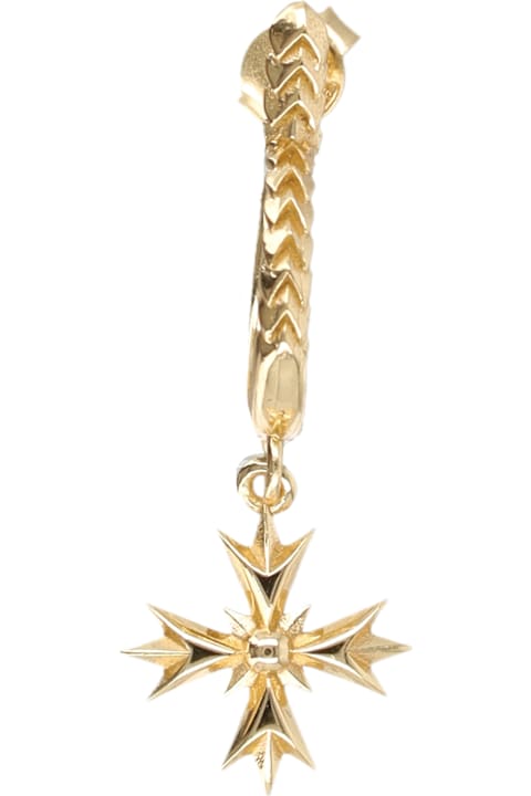 Emanuele Bicocchi for Kids Emanuele Bicocchi Emanuele Bicocchi Gold-plated Silver Single Hoop Earring With Cross Crest Pendant