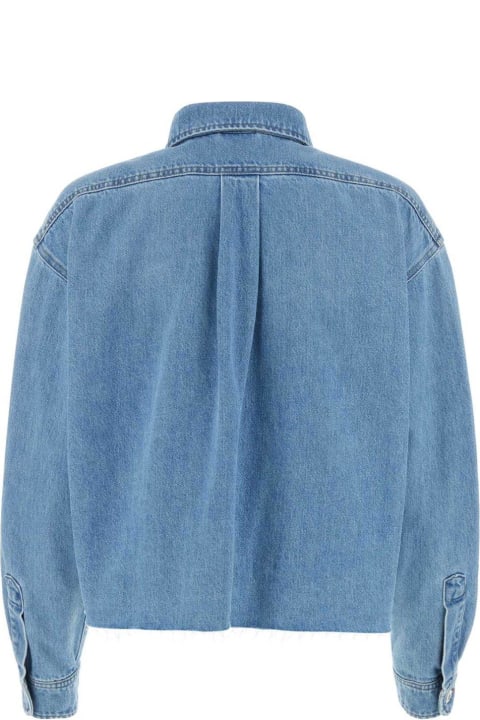 Coats & Jackets for Women Miu Miu Cropped Raw-cut Hem Denim Jacket