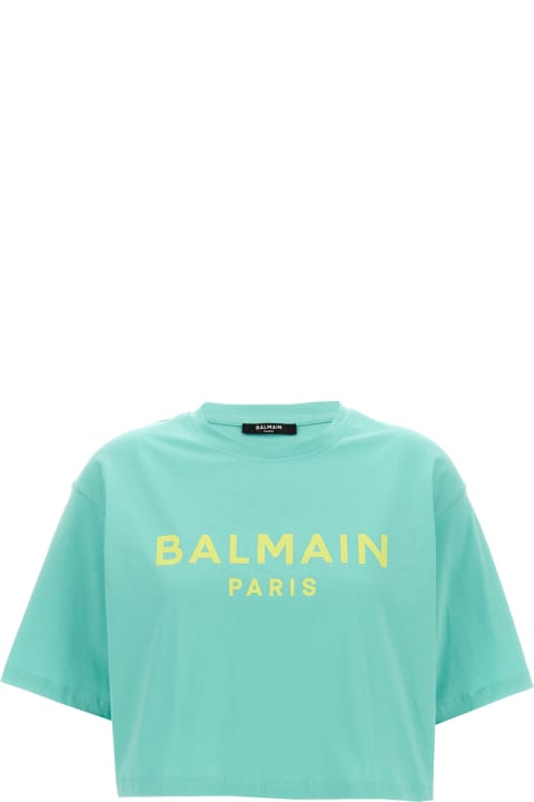 Clothing for Women Balmain Logo Print Cropped T-shirt