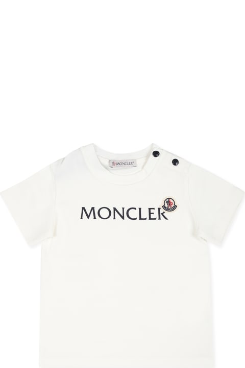 Moncler Clothing for Baby Girls Moncler White T-shirt For Babykids With Logo