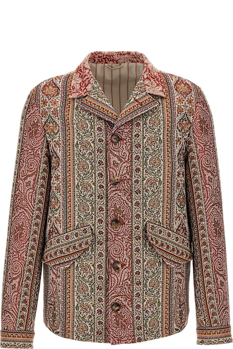 Etro لـ Men Etro Balmacaan Neck Overshirt
