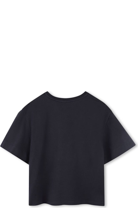 Fashion for Girls Chloé Blue T-shirt With Lettering Logo On The Front In Cotton Girl