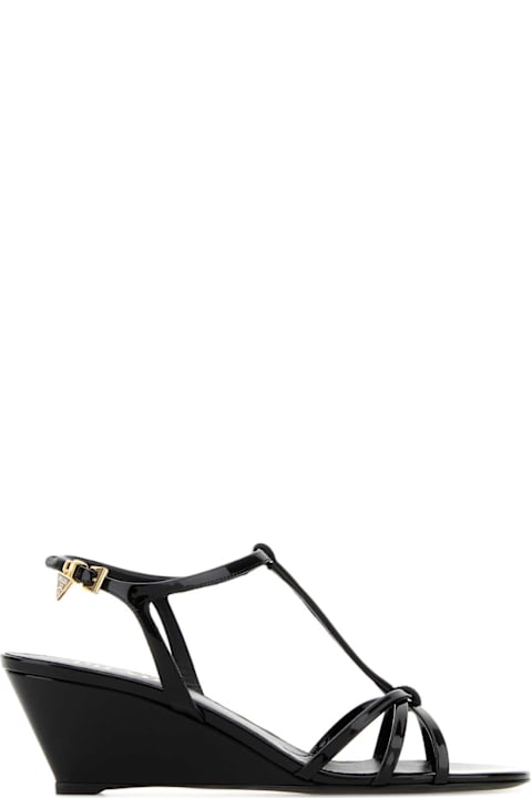 Prada Black Leather Sandals
