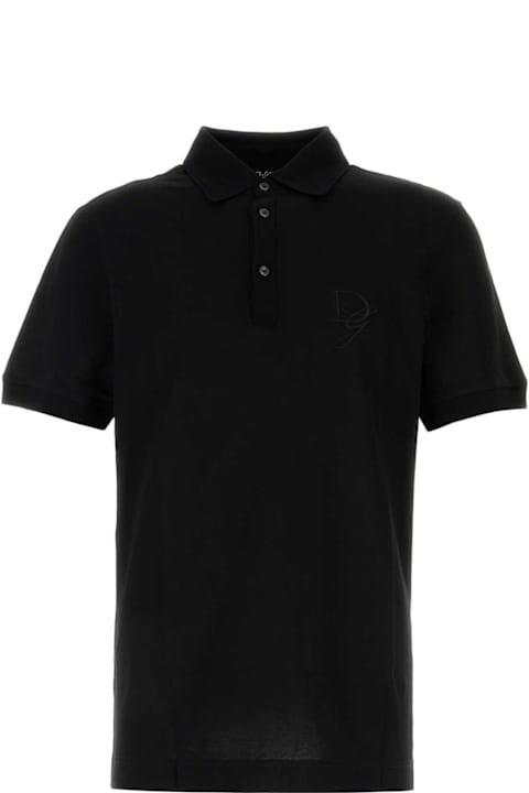 Dolce & Gabbana Topwear for Men Dolce & Gabbana Black Piquet Polo Shirt