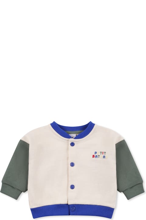 Petit Bateau Sweaters & Sweatshirts for Baby Girls Petit Bateau Ivory Sweatshirt For Baby Boy With Logo