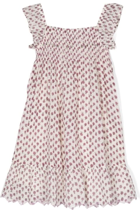 Dresses for Girls Emile Et Ida All-over Apple Print Dress In White And Red Cotton Girl